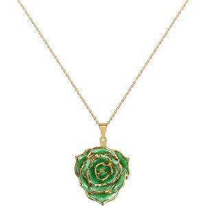 Women's Green Alive Rose Dipped Adjustable Chain Pendant Fashion Necklace